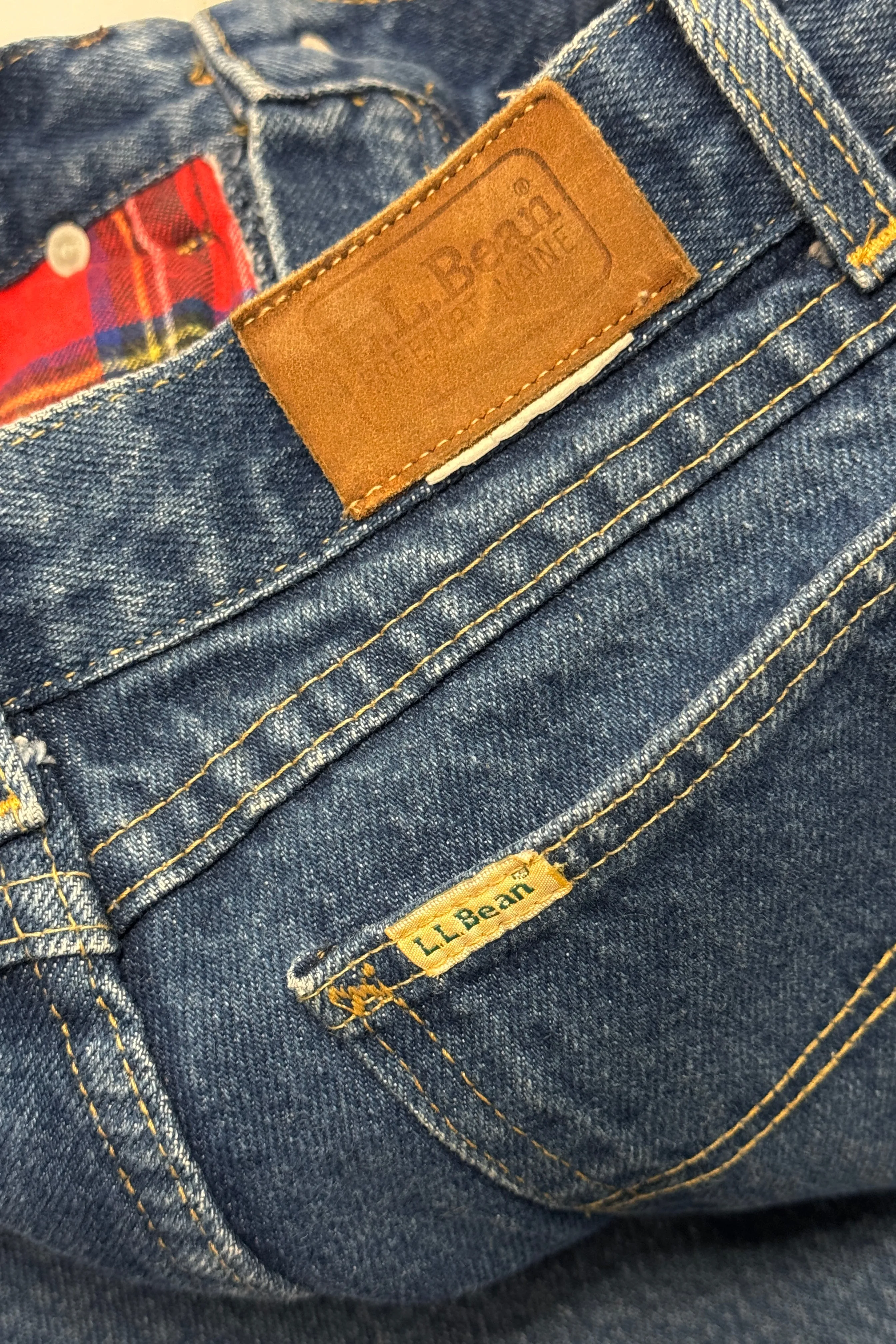 1990’S LL BEAN UNION MADE IN USA INSULATED DENIM JEANS 26 X 32