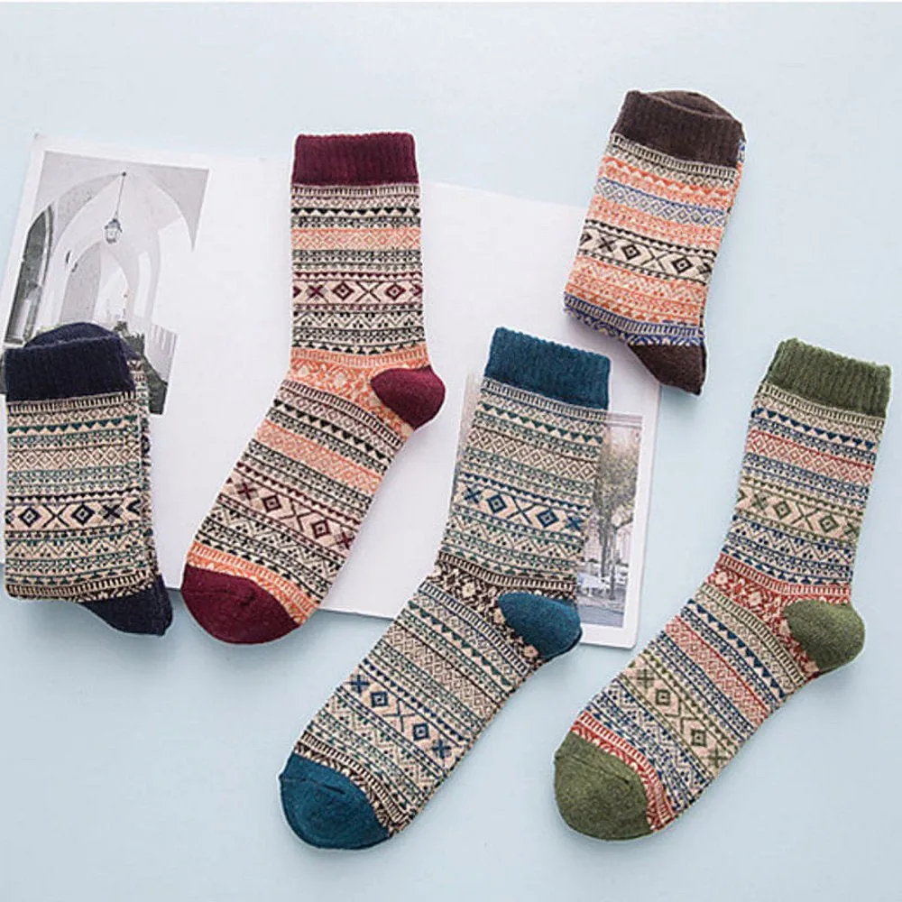 5 Pairs Men's Winter Wool Socks -Thick Heavy Thermal Socks