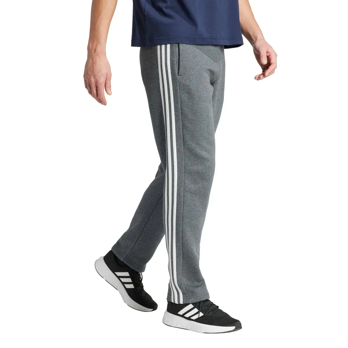 adidas Men's Essentials 3-Stripes Open Hem Fleece Joggers