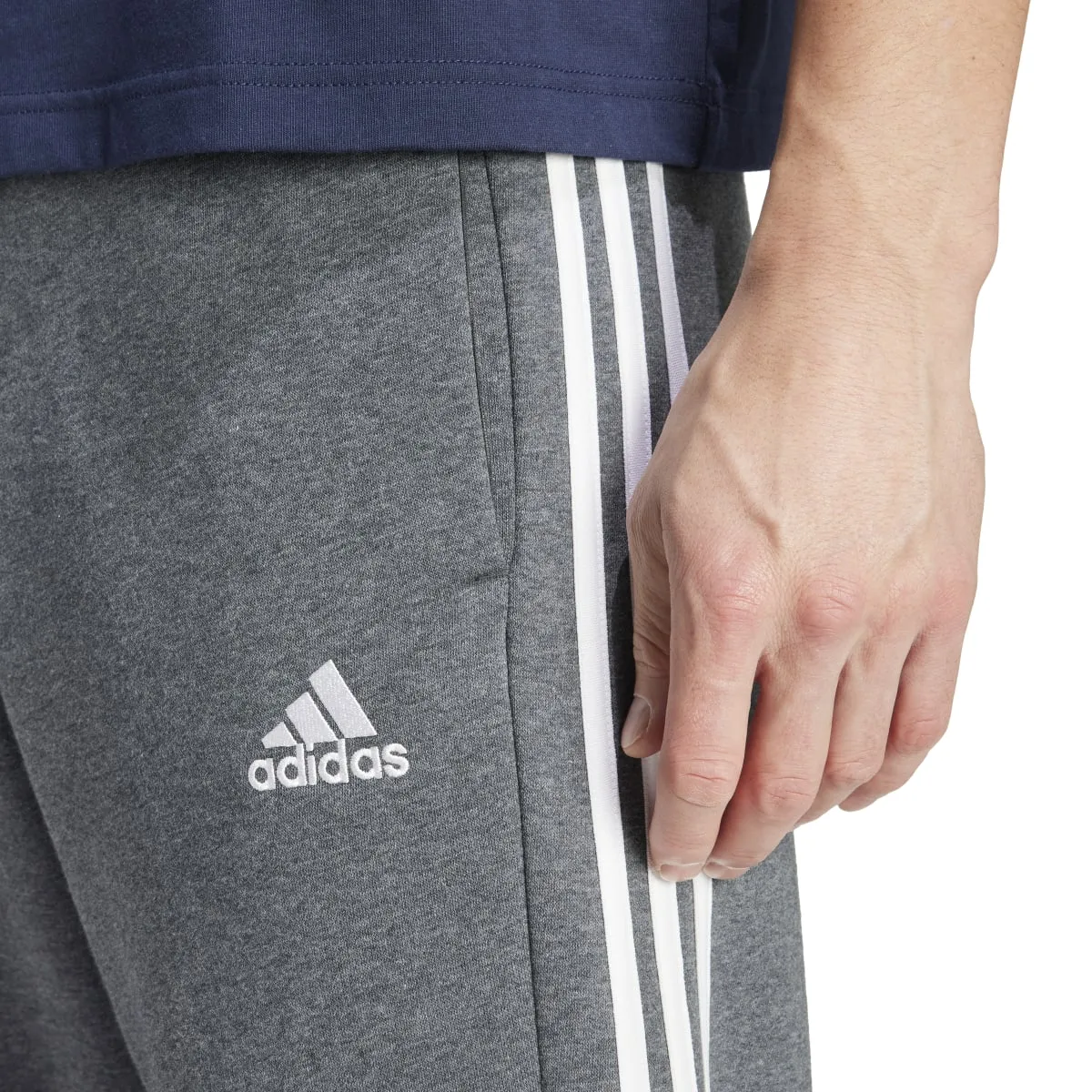 adidas Men's Essentials 3-Stripes Open Hem Fleece Joggers