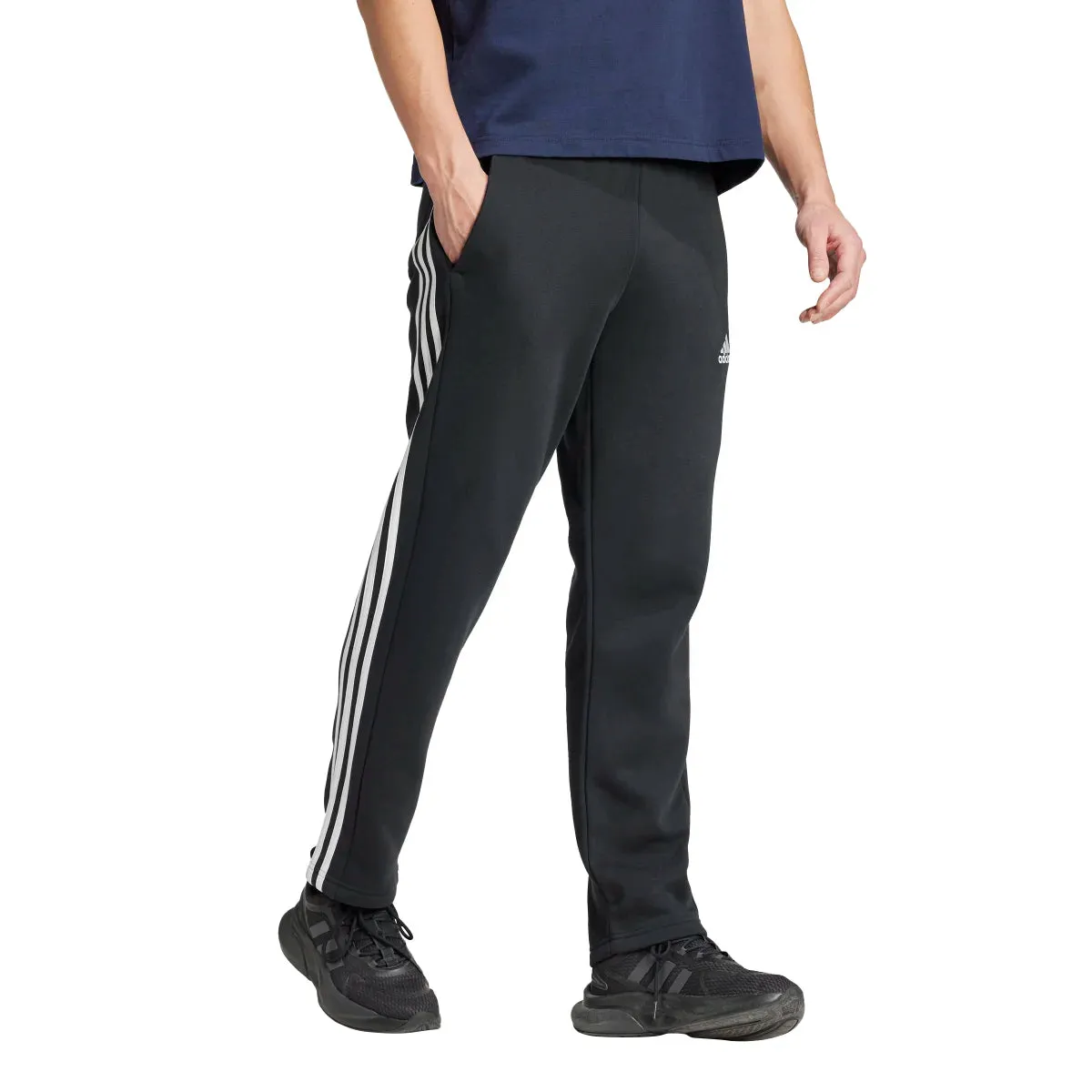 adidas Men's Essentials 3-Stripes Open Hem Fleece Joggers