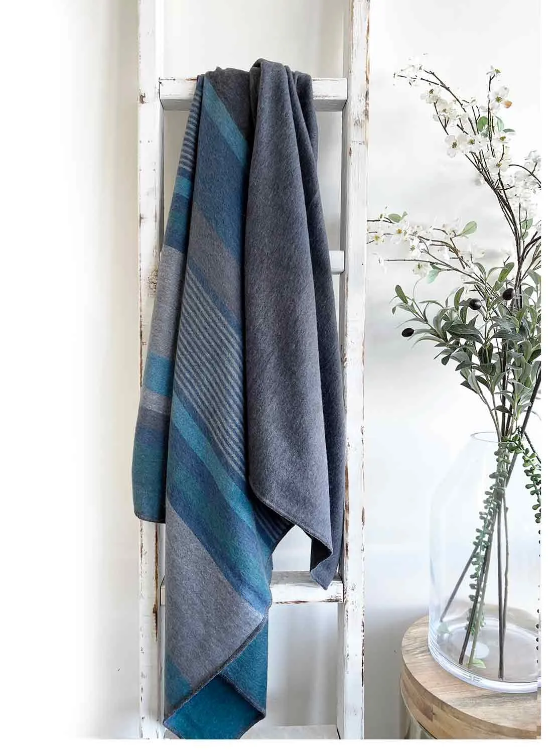 Alpaca Throw Blanket - Dark Sea