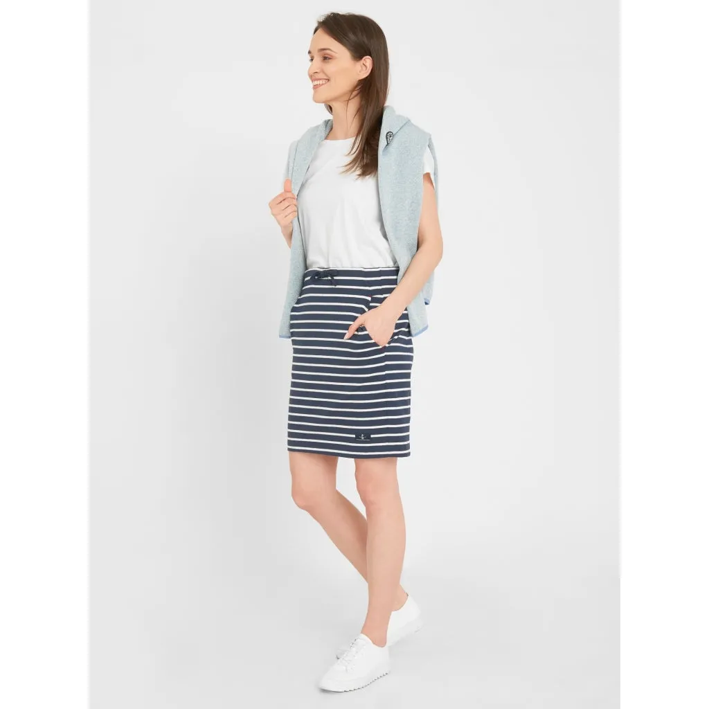 Anjelica Striped Skirt - SR Navy/Pearl Breton