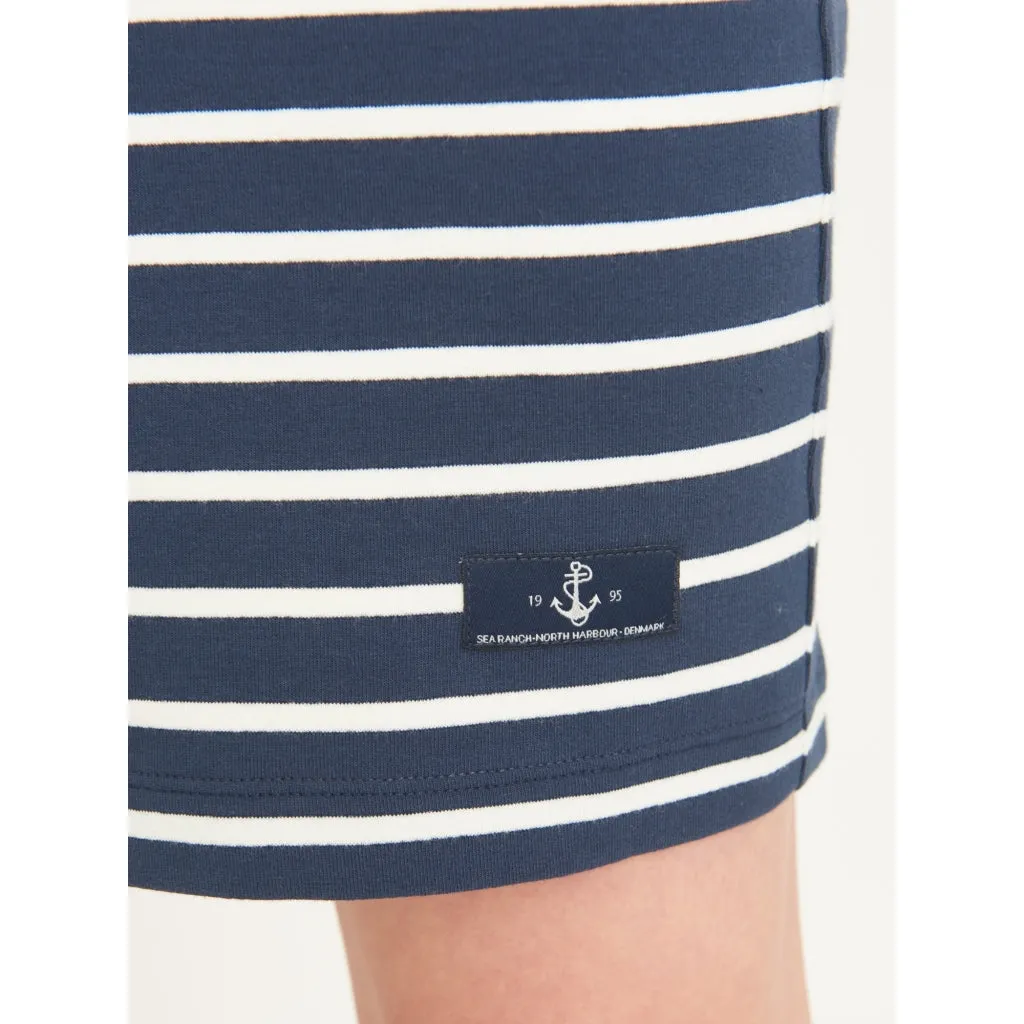 Anjelica Striped Skirt - SR Navy/Pearl Breton