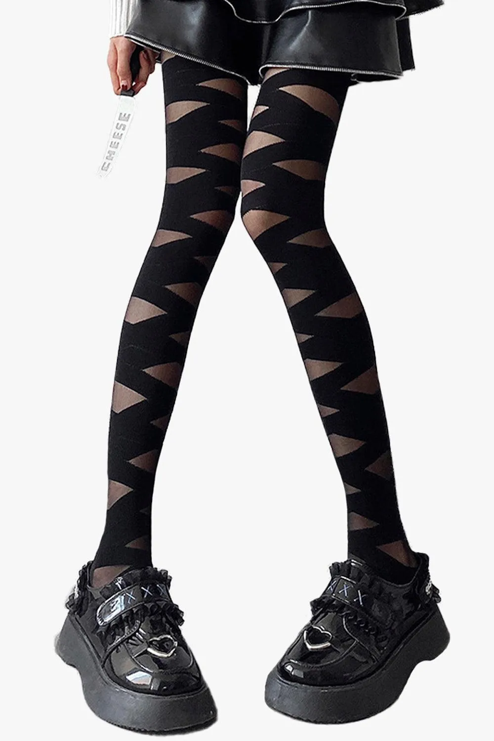 benpaolv Lace Cross Bandaged Aesthetic Tights