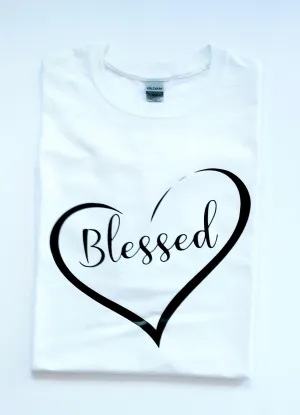 Blessed w/ Heart Christian T-shirt For Women's