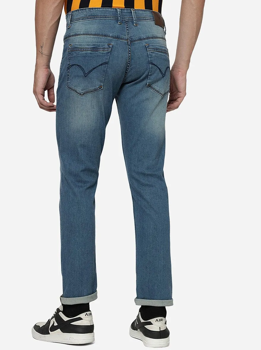 Cloud Blue Washed Slim Fit Jeans | JadeBlue