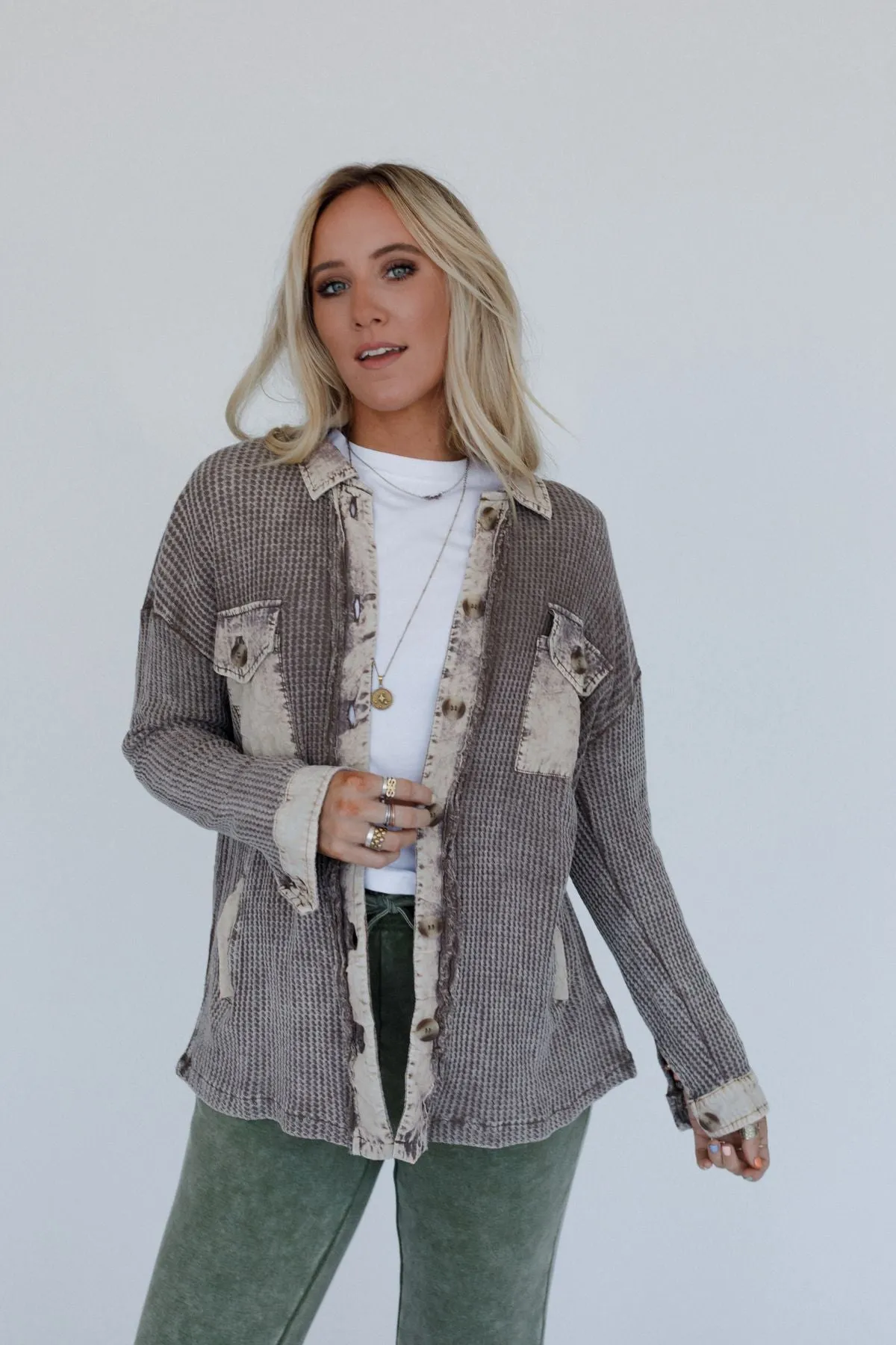 Cozy Up Thermal Shacket - Mocha