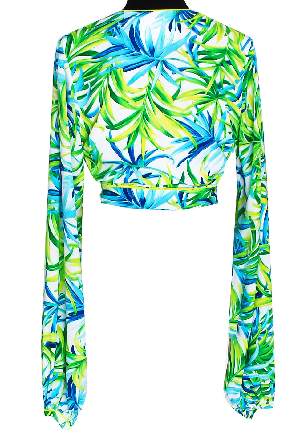 Euphoria - Paradise Palm Cropped Blouse (Neon Yellow)