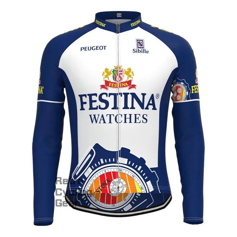 FESTINA Blue Fleece Retro Cycling Kits