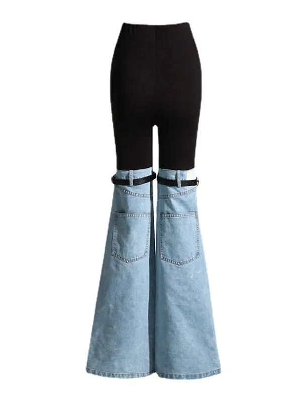 Flared Pants High Waisted Split-Joint Jean Pants Bottoms