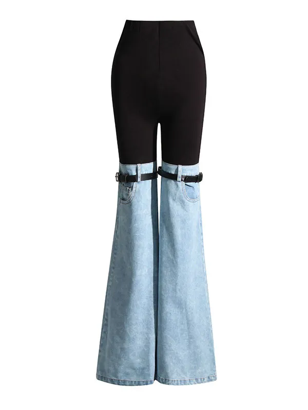 Flared Pants High Waisted Split-Joint Jean Pants Bottoms