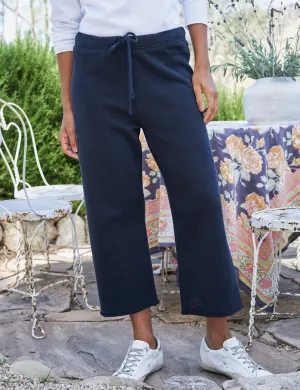 Frank & Eileen - Cropped Wide Leg Sweatpant in Navy Melange