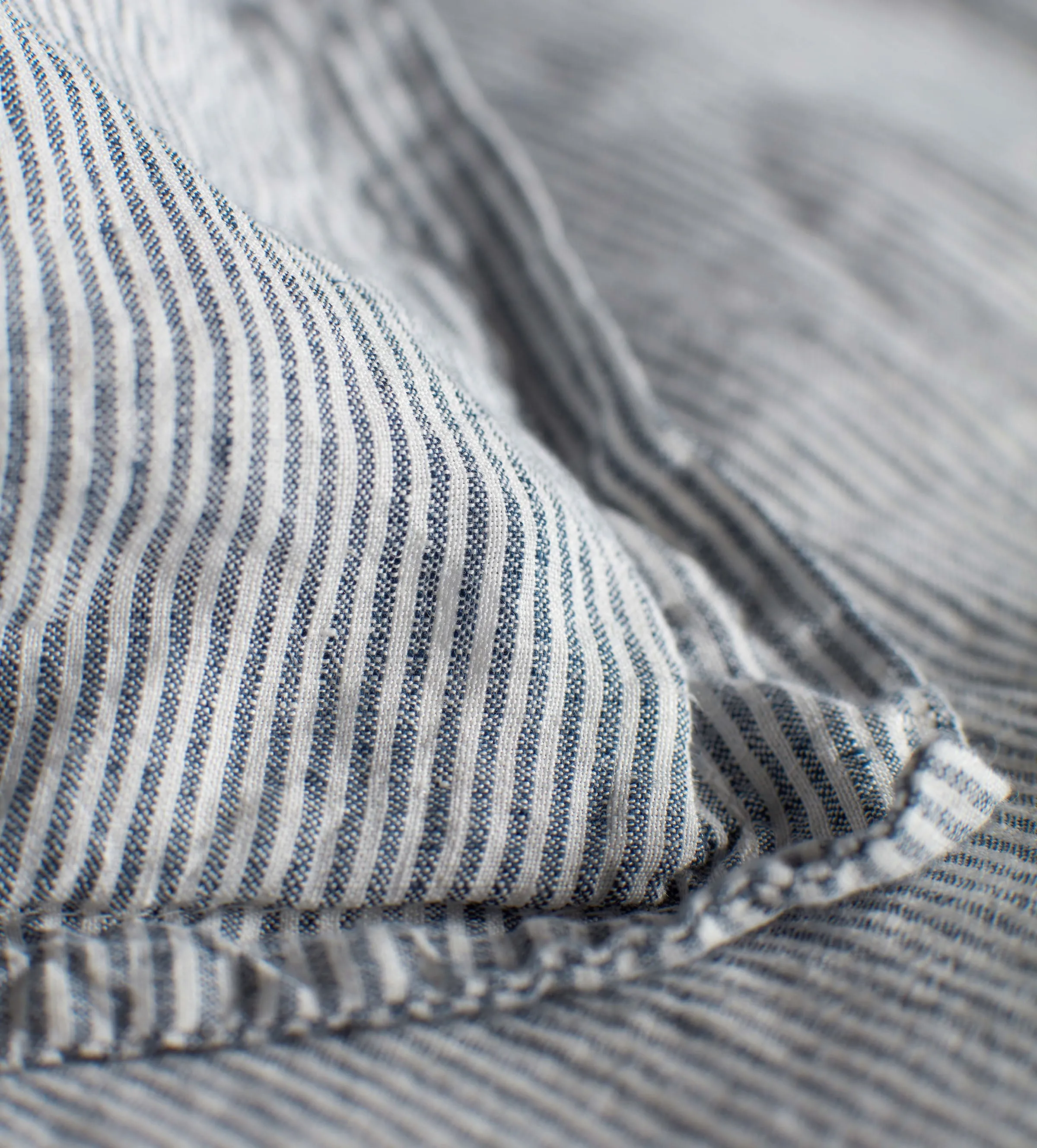 French Blue Sid Stripe 100% Linen Oxford Pillowcase