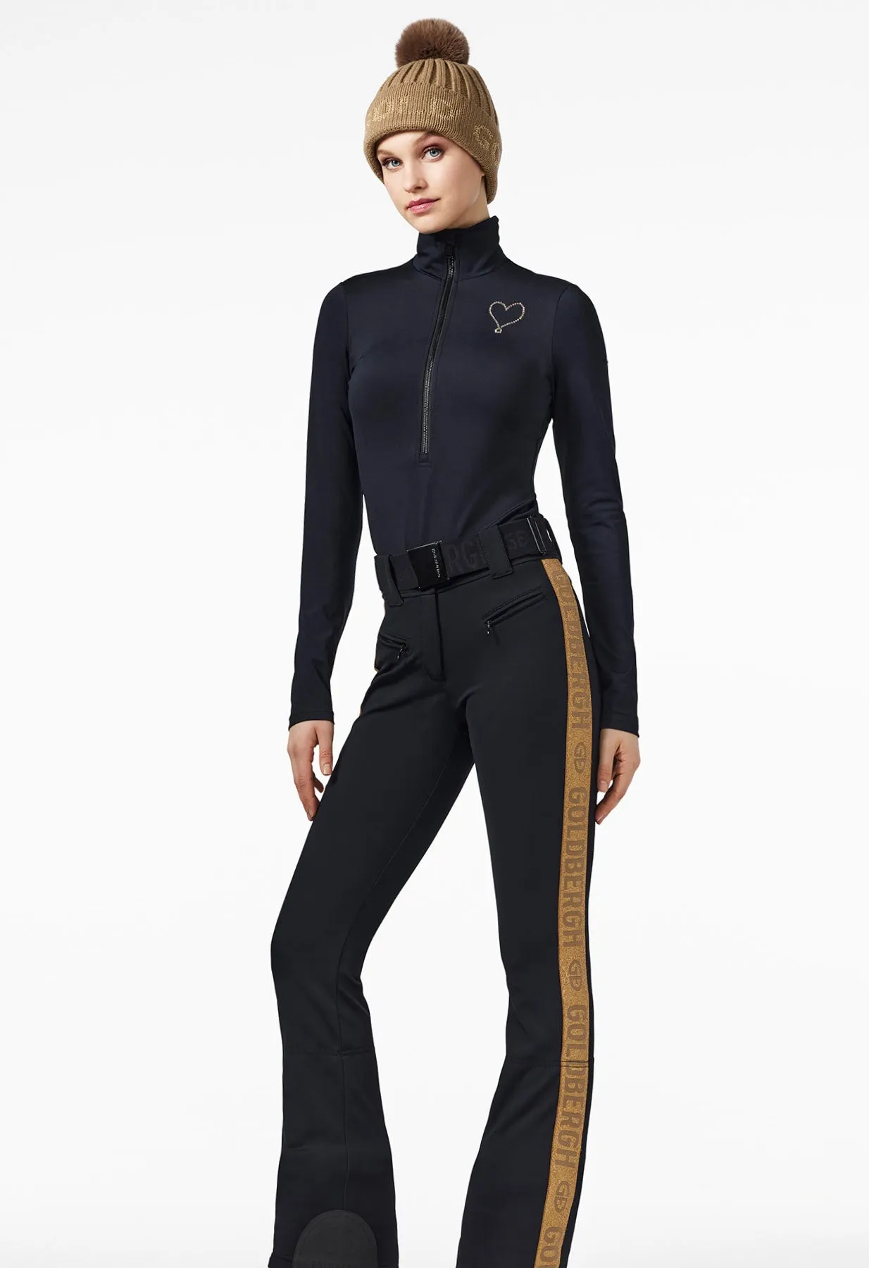 Goldbergh Golden Edge Black Ski Pants with Gold Stripe