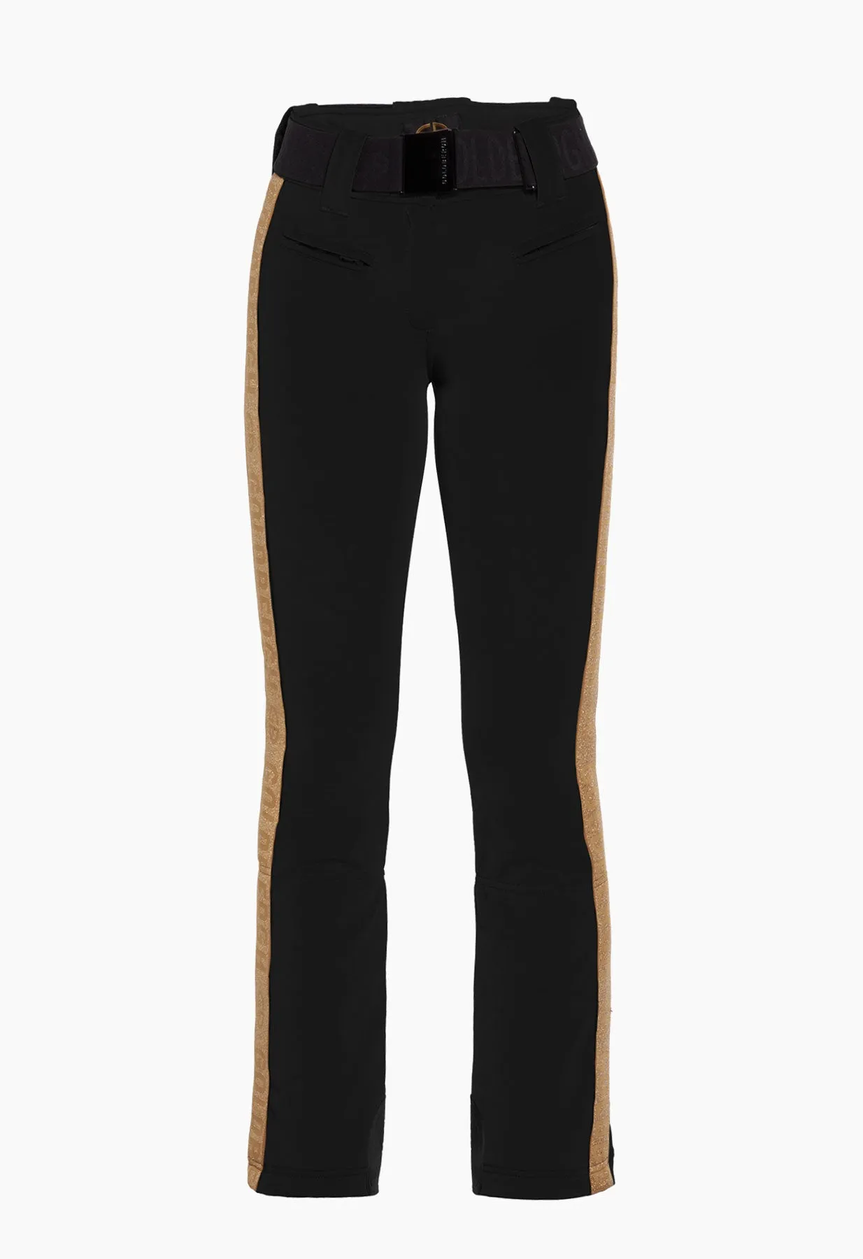 Goldbergh Golden Edge Black Ski Pants with Gold Stripe