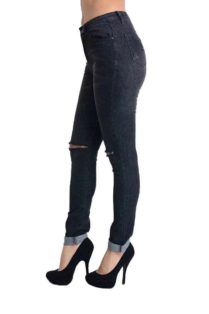 High Waisted Ripped Skinny Fit Jeans