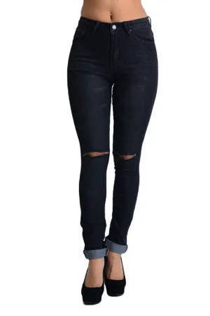 High Waisted Ripped Skinny Fit Jeans