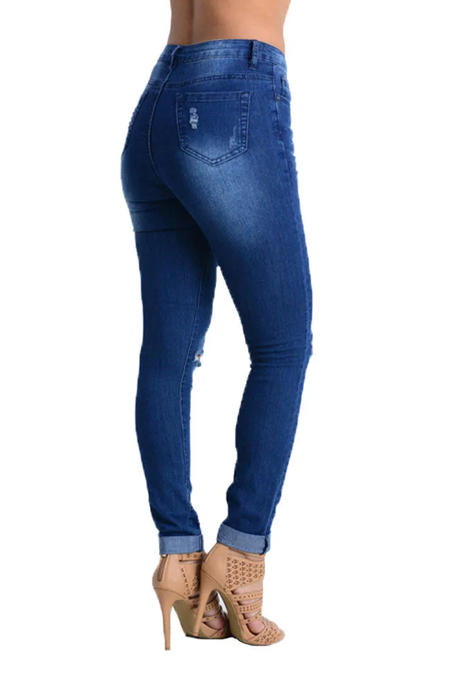 High Waisted Ripped Skinny Fit Jeans