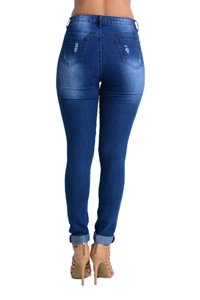 High Waisted Ripped Skinny Fit Jeans