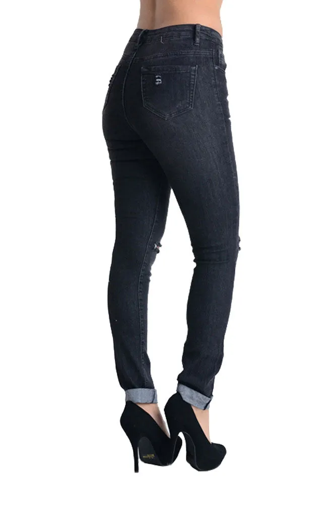 High Waisted Ripped Skinny Fit Jeans