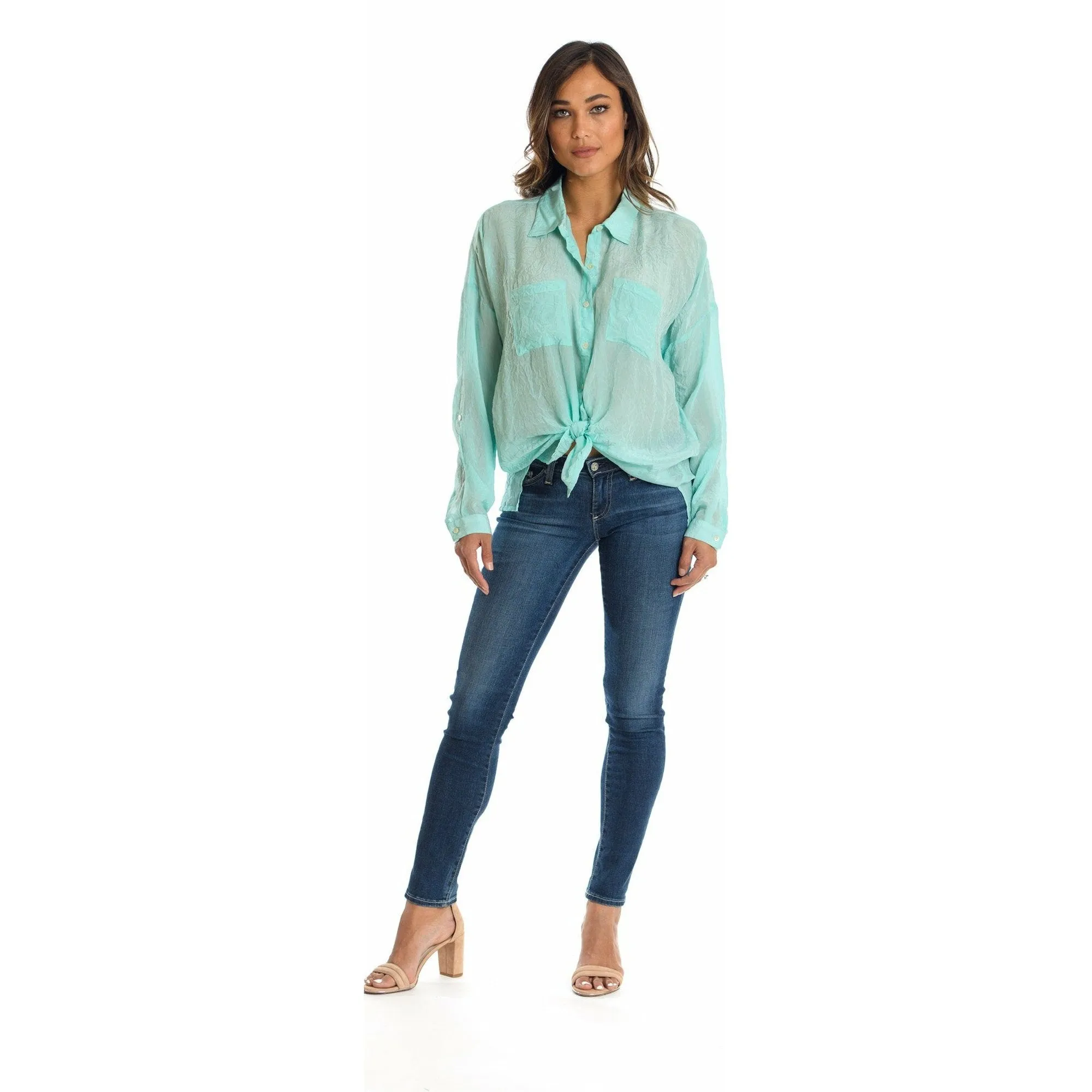 Kennedy Mint Button Down Top