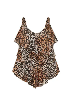 Leopard Sustainable 3 Tier Tankini Top