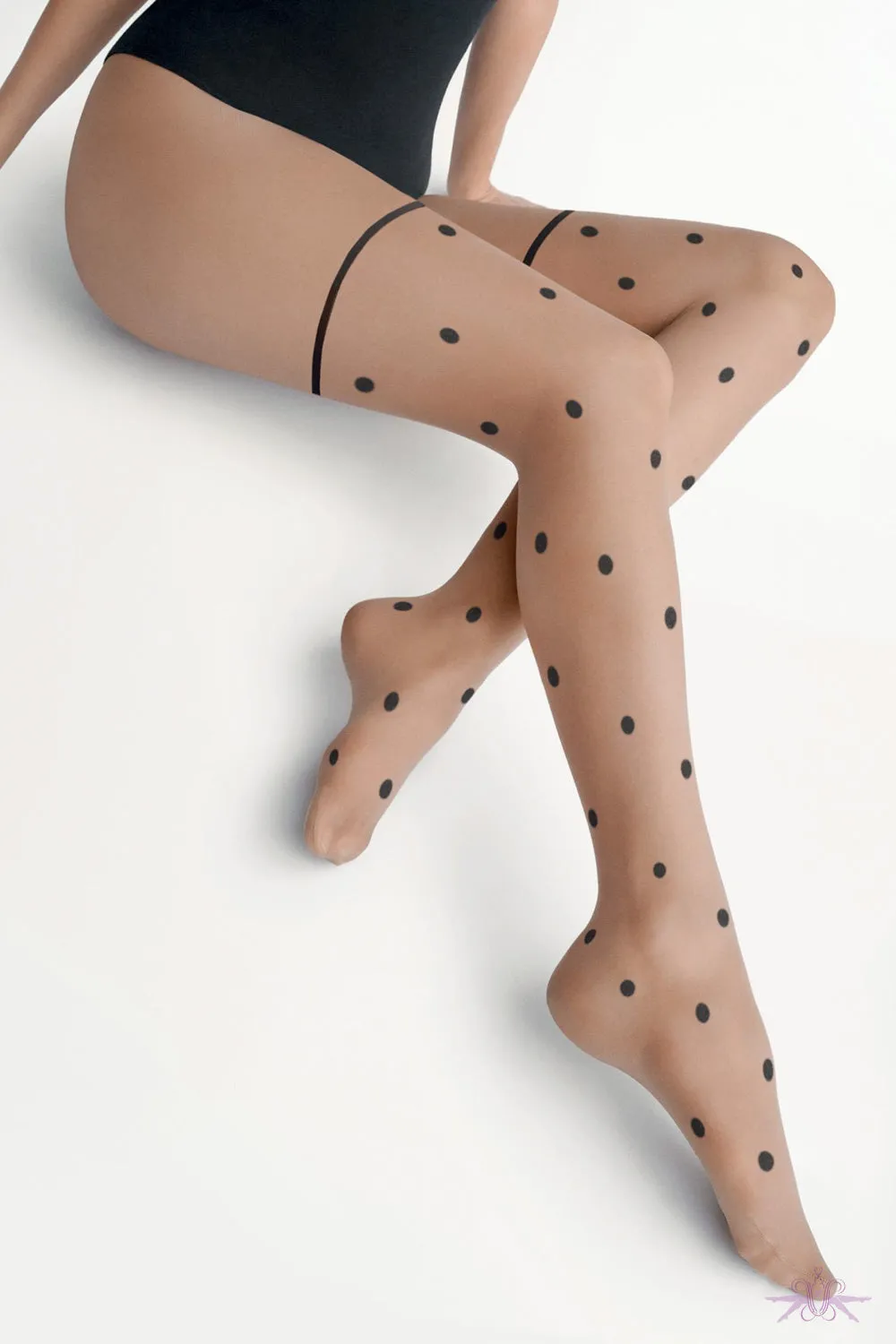 Marilyn Faux Hold Up Polka Dot Tights