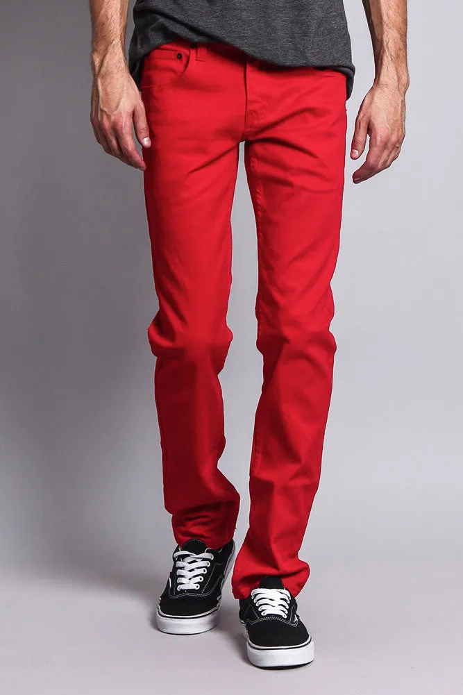 Men's Essential Skinny Fit Colored Jeans (Red)