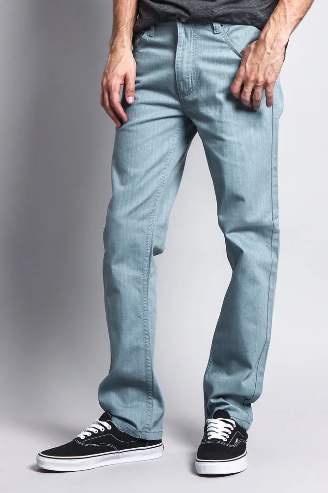 Men's Slim Fit Colored Denim Jeans (Bluestone)