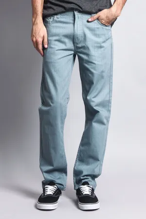 Men's Slim Fit Colored Denim Jeans (Bluestone)