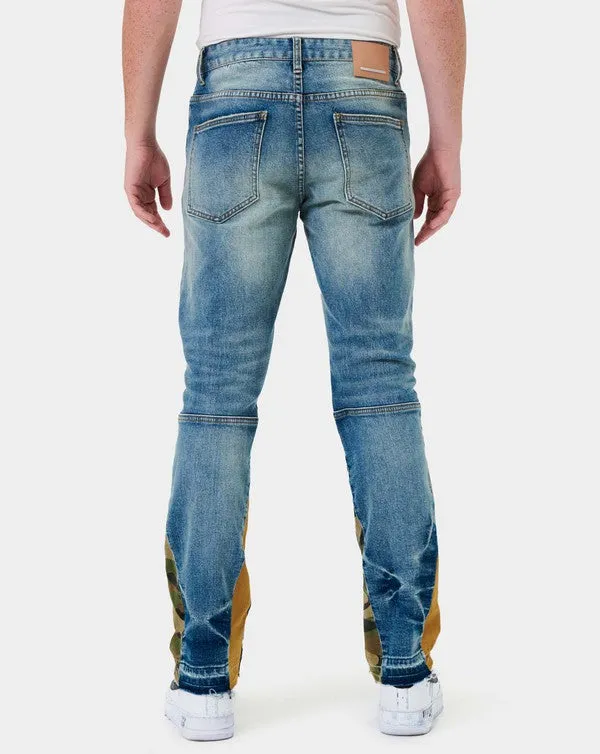 NEW FIRST ROW Heavy Rip & Repair Slim Straight Denims