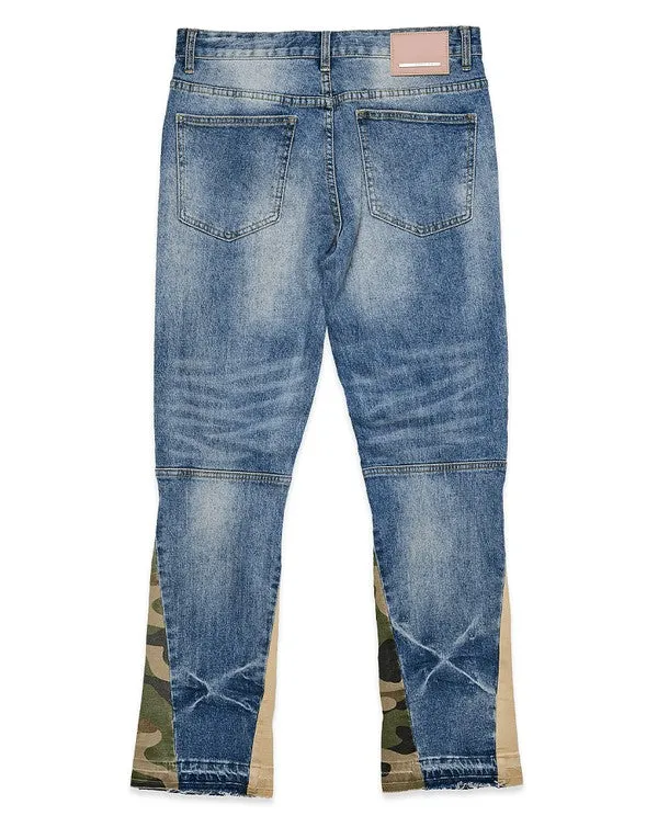 NEW FIRST ROW Heavy Rip & Repair Slim Straight Denims