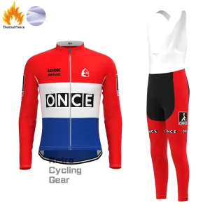 ONCE Red Fleece Retro Cycling Kits