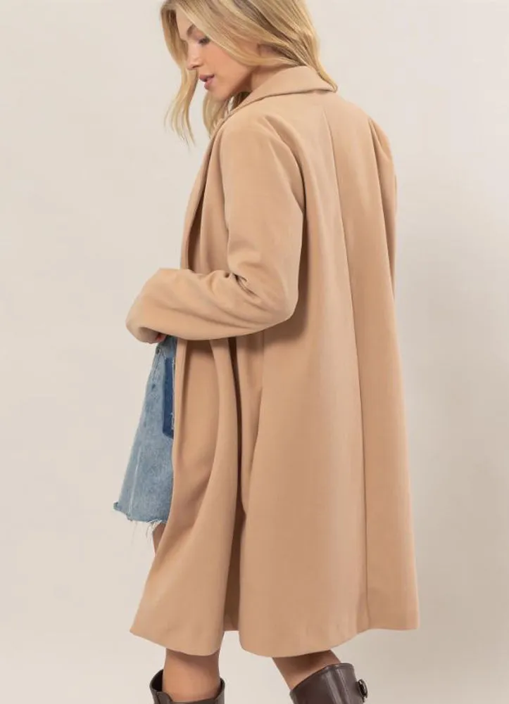 Open Front Half Coat in Camel by Hyfve