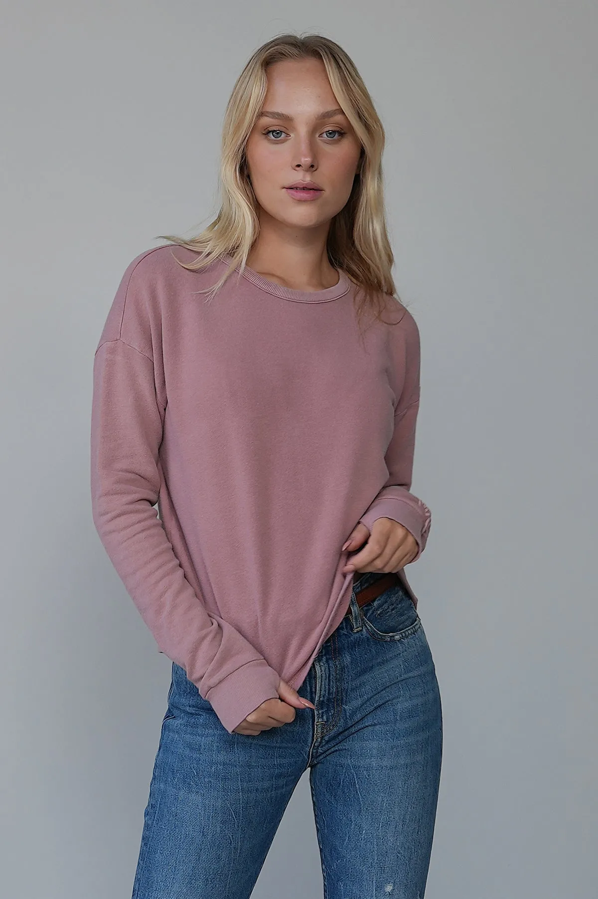 Pink Cropped Long Sleeve Tee