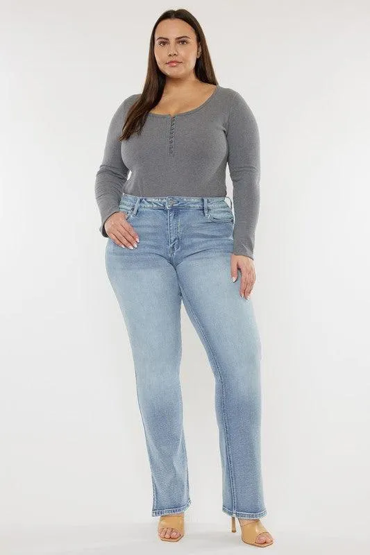 Plus Mid Rise Medium Wash Bootcut Jeans