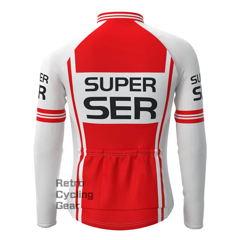 SER White-Red Fleece Retro Cycling Kits