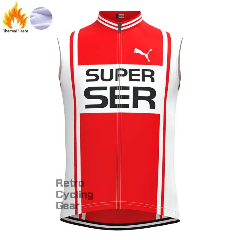 SER White-Red Fleece Retro Cycling Kits