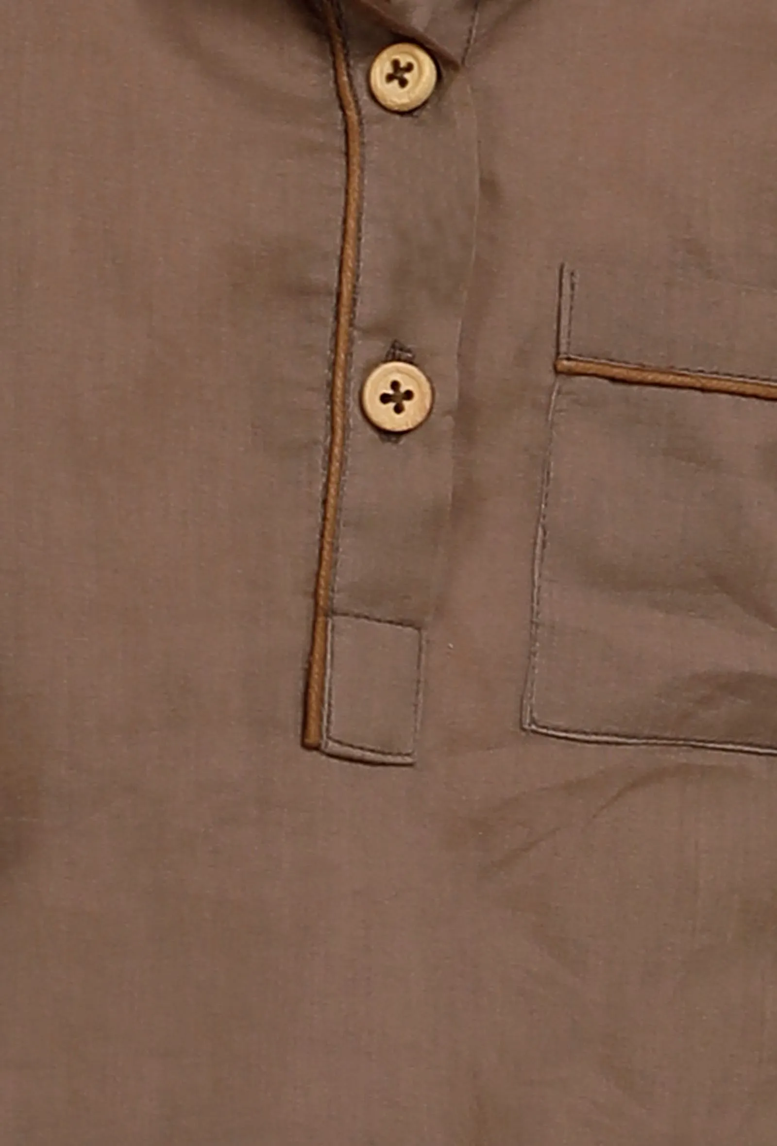 Set Of 2: Brown Mul Mul Kurta With Brown Pant