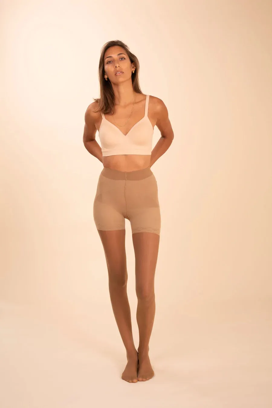 Sheer Contour Tights In Tan - Threads