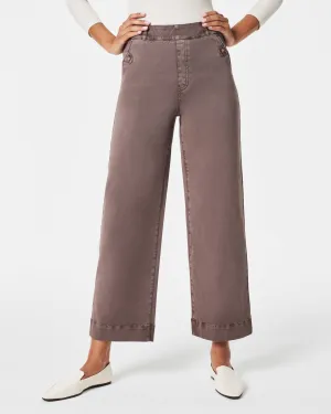 Stretch Twill Cropped Wide Leg, Smoke