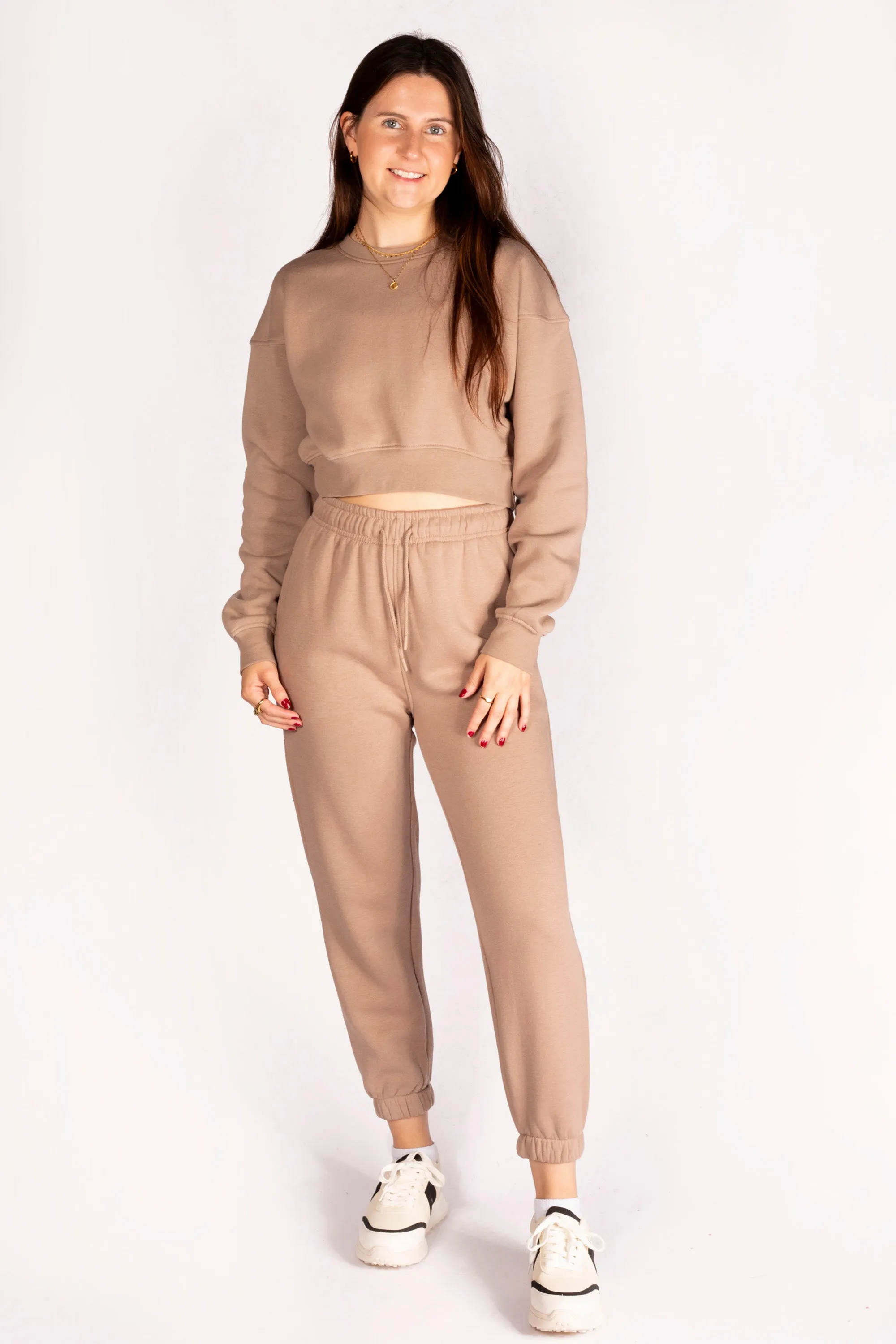 Tan Cropped Fleece Sweatshirt - FINAL SALE