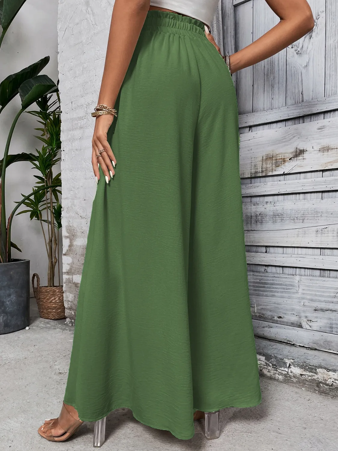 TEEK - Tied High Waist Wide Leg Pants