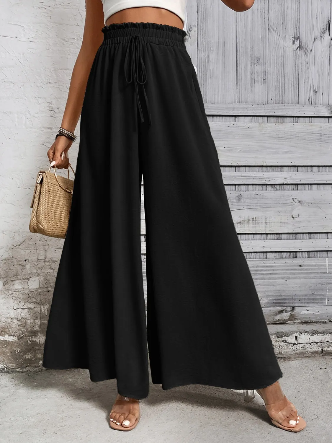 TEEK - Tied High Waist Wide Leg Pants