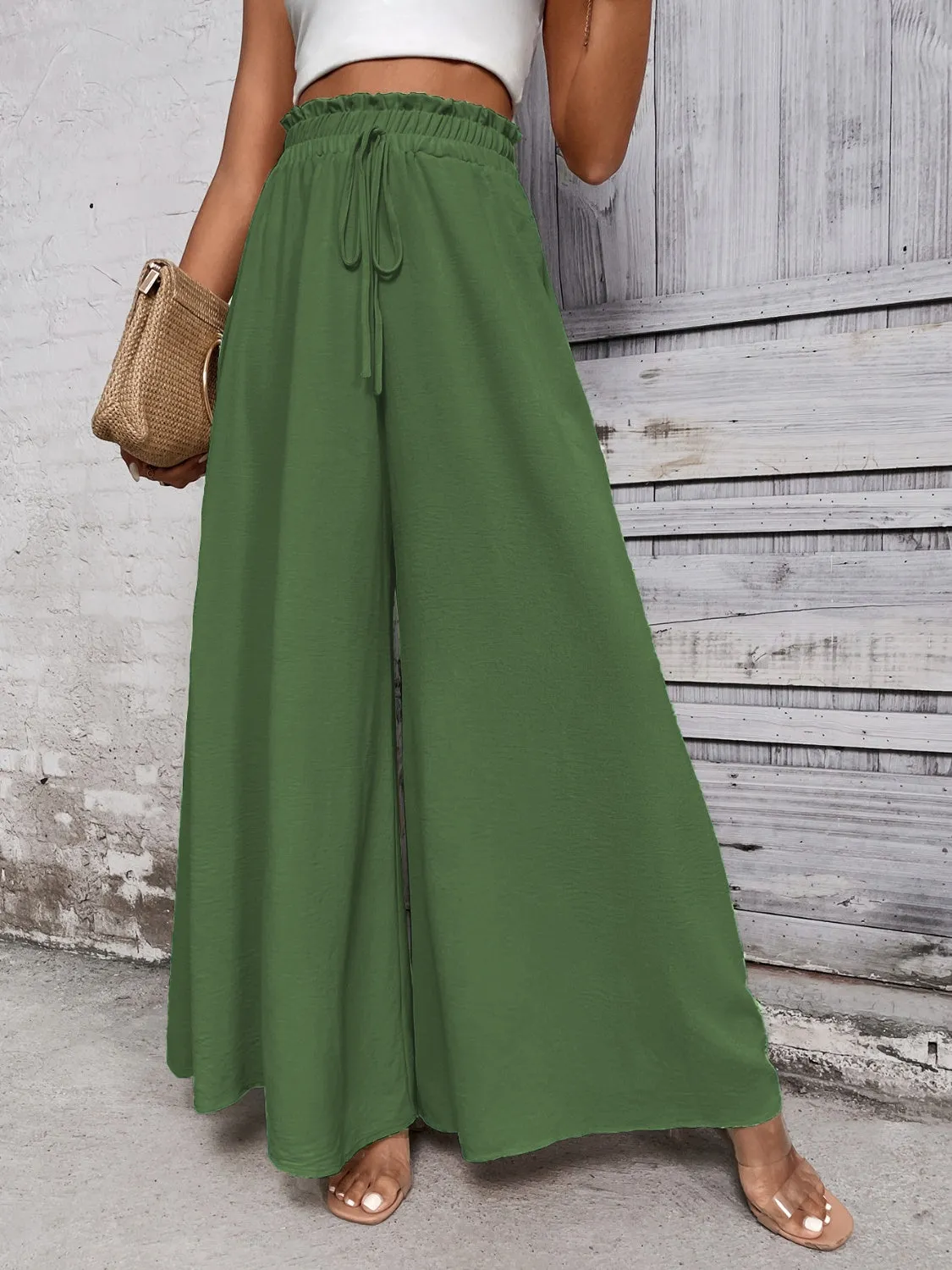 TEEK - Tied High Waist Wide Leg Pants