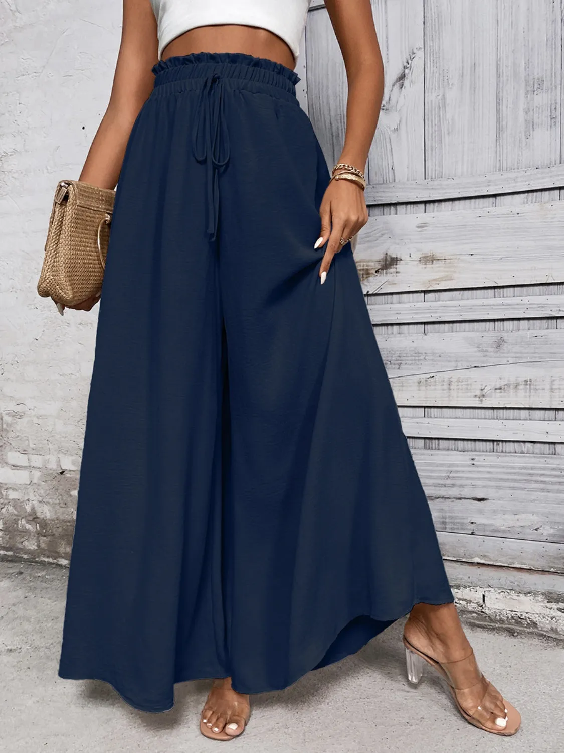 TEEK - Tied High Waist Wide Leg Pants