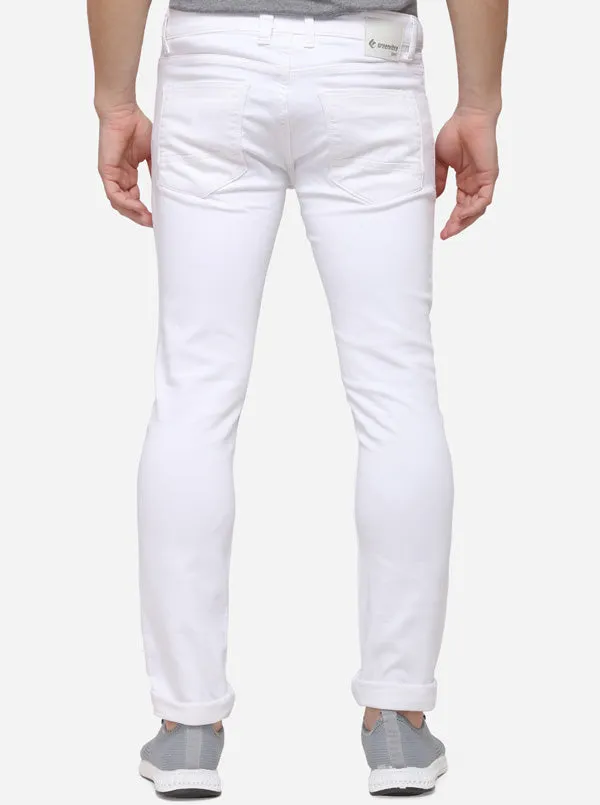 White Narrow Fit Solid Jeans | Greenfibre