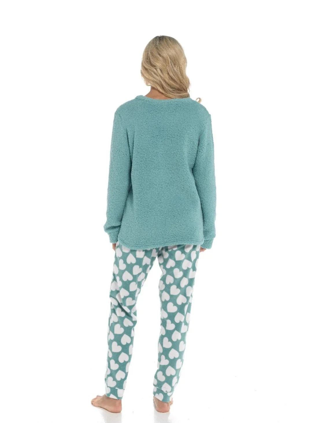 Women's Panda Snuggle Fleece Pyjama Set with Printed Pants Soft and Comfortable Loungewear in Easy Care Fabric Sizes Small to X-Large by Daisy Dreamer